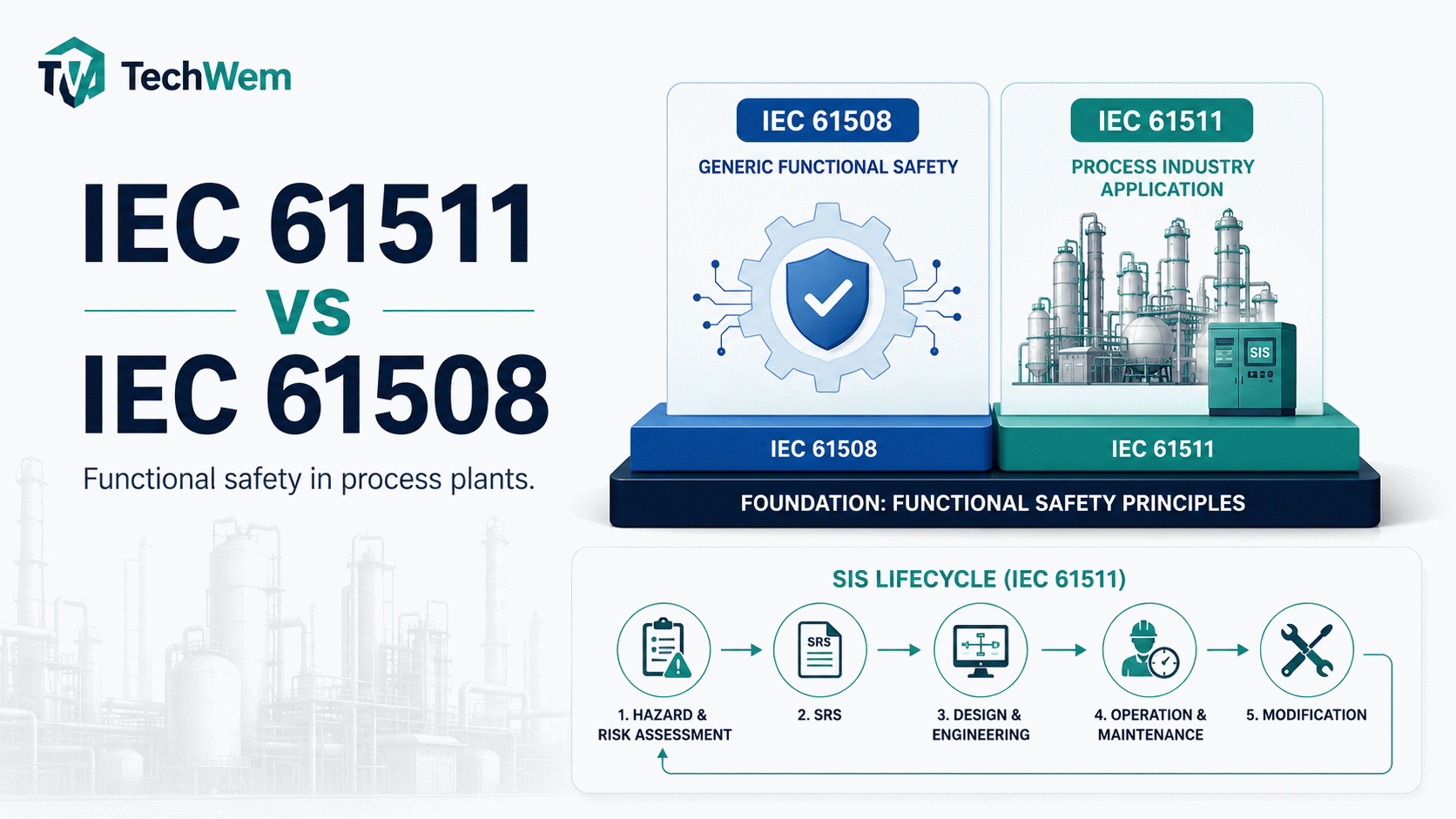 Functional Safety in Process Plants: IEC 61511 vs IEC 61508 - Techwem